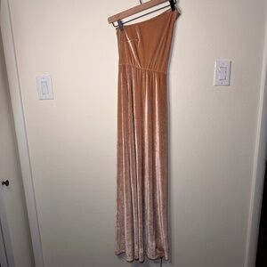 Baltic Born Tatiana Velvet One Shoulder Maxi Dress XS Rose Gold Formal